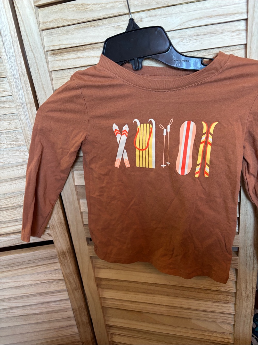 Cat & Jack Rust Brown Long-Sleeve Ski Graphic Tee 5T